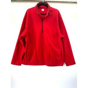 Old Navy Fleece Sweatshirt Mens XL Red Contrasting Blue Trim‎ 1/4 Zip Pullover